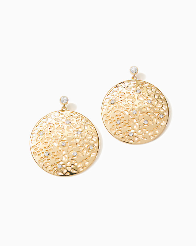 Devine Rhinestone Earrings, Gold Metallic, large - Lilly Pulitzer