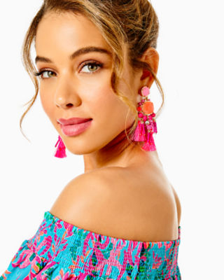 Waterside Earrings, Kitschy Coral, large image 2 - Lilly Pulitzer