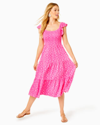 Jilly Smocked Midi Dress, , large - Lilly Pulitzer