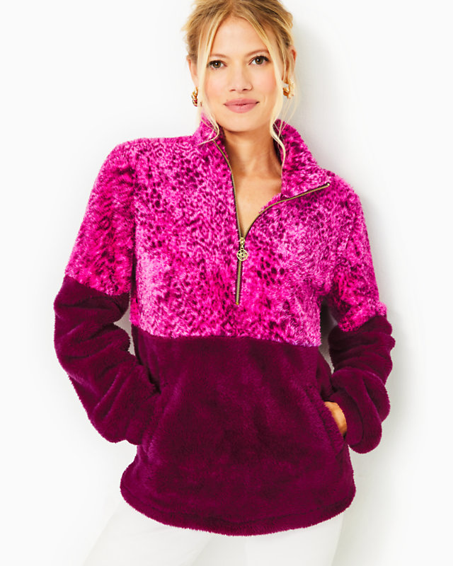 Keala Sherpa Popover, Amarena Cherry Pattern Play Colorblock, large - Lilly Pulitzer