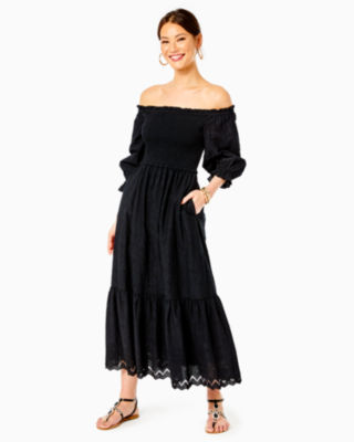 Black eyelet cheap maxi dress