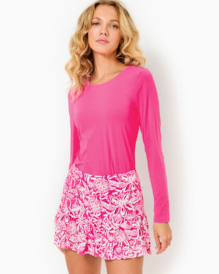 UPF 50+ Luxletic Aqualina Skort, Passion Fruit Pink Absolutely Flamazing, large - Lilly Pulitzer