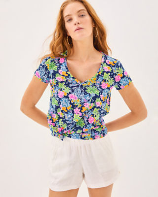 Etta V-Neck Top, Aegean Navy Lilly Loves Disney, large image 3