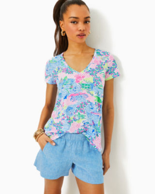 Shop Lilly Pulitzer Etta V-neck Top In Multi Lilly Loves Marthas Vineyard