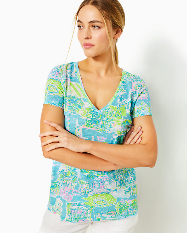 Etta V-Neck Top, Multi Lilly Loves Philly, large - Lilly Pulitzer