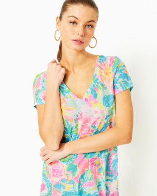 Etta V-Neck Top, Multi Sunshine State Of Mind, large - Lilly Pulitzer