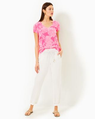 Shop Lilly Pulitzer Etta V-neck Top In Roxie Pink Pb Anniversary Toile