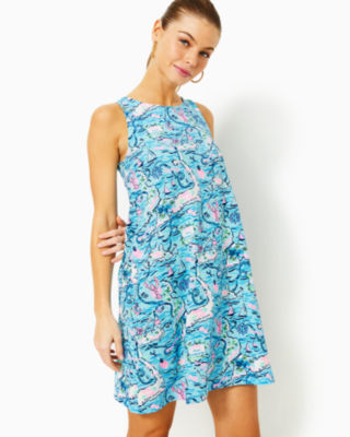 Kristen Swing Dress, Bali Blue Lilly Loves Cape Cod, large - Lilly Pulitzer