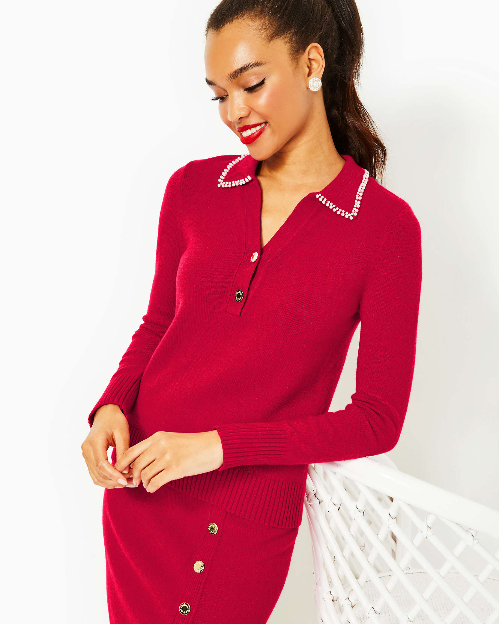 Lilly Pulitzer Lizona Sweater In Poinsettia Red