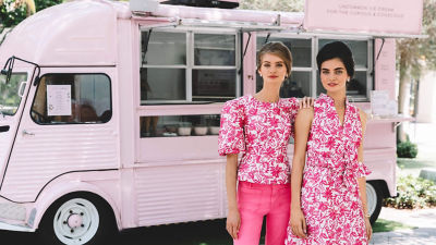 models wearing brown print