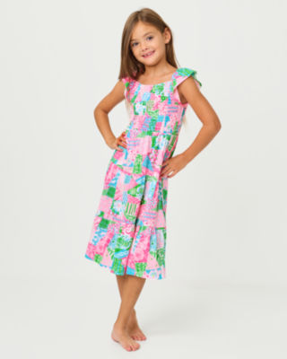 Girls Mini Jilly Midi Dress, Multi Crazy Quilt, large