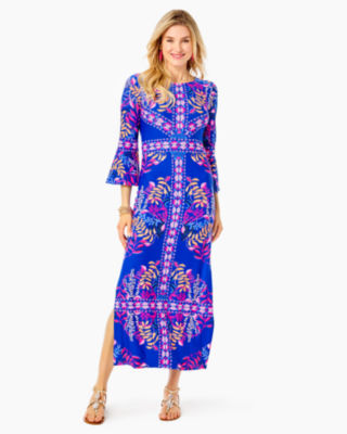 chinese dress ladies Lilly Pulitzer Women's Malone Maxi Dress, Las Olas Aqua Strong Current Sea  at Amazon Women's Clothing store