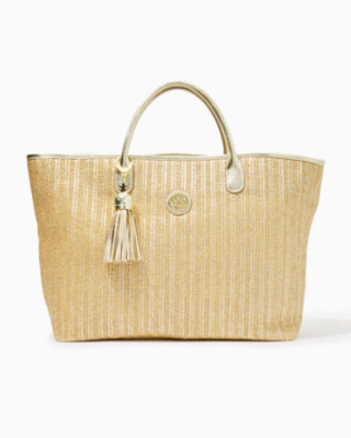 Gold Straw Tote Bag Purse