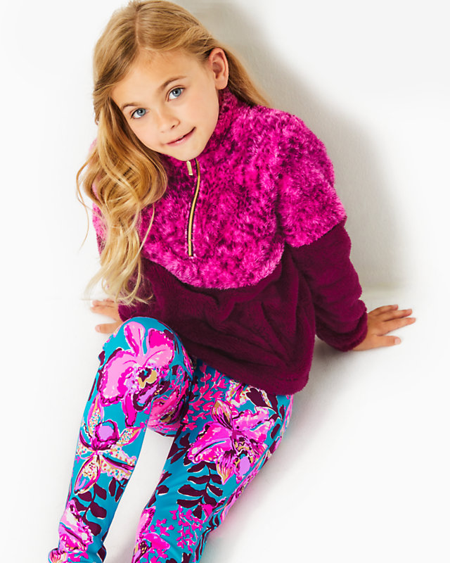 Girls Mini Keala Sherpa Popover, Amarena Cherry Pattern Play Colorblock, large - Lilly Pulitzer