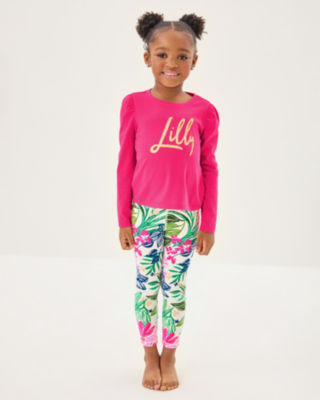 Lilly Pulitzer Upf 50+ Luxletic Girls Mini Weekender Legging In Multi