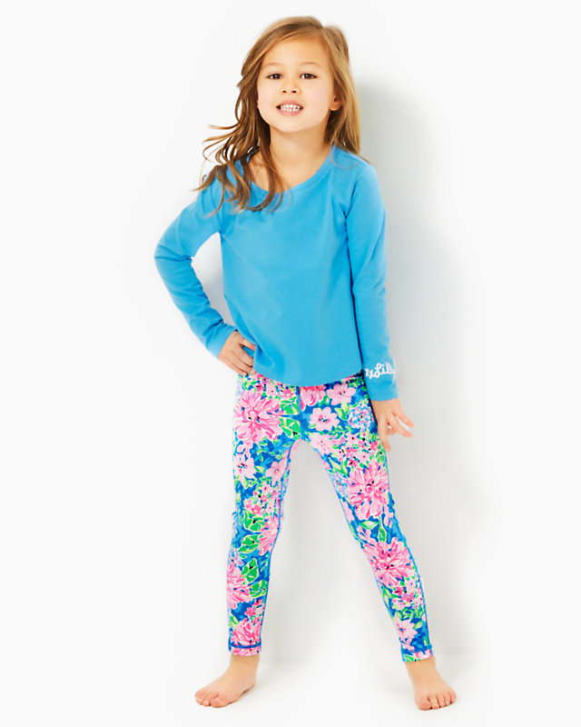 UPF 50+ Luxletic Girls Mini Weekender Legging, Multi Spring In Your Step, large - Lilly Pulitzer
