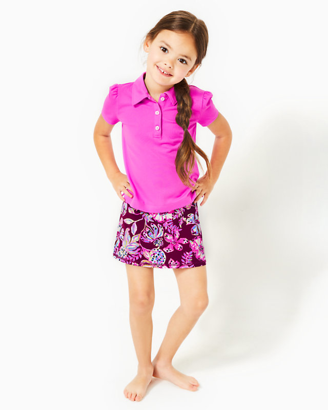 UPF 50+ Luxletic Girls Mini Aila Skort, Amarena Cherry Tropical With A Twist, large - Lilly Pulitzer