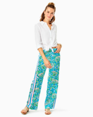 Lilly Pulitzer 32" Bal Harbour Palazzo Pant In Cumulus Blue Chick Magnet Engineered Pants