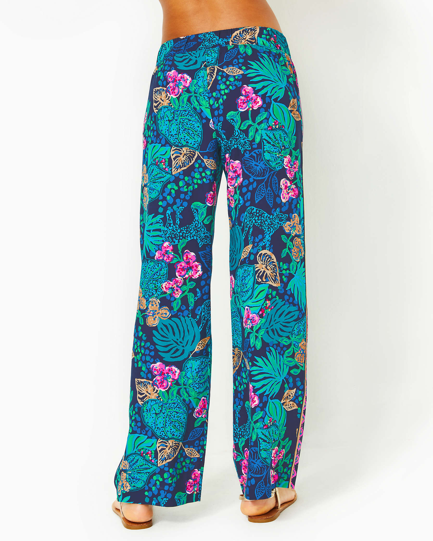 Shop Lilly Pulitzer 32" Bal Harbour Palazzo Pant In Low Tide Navy Life Of The Party Engineered Pant