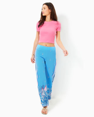 Shop Lilly Pulitzer 32" Bal Harbour Palazzo Pant In Lunar Blue A Lil Nauti Engineered Pant
