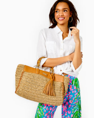 Lilly pulitzer straw tote sale