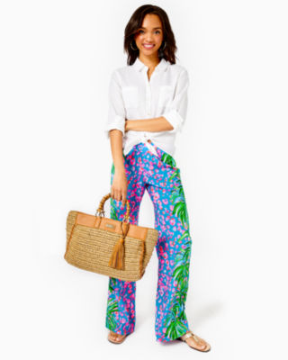 Greydon Straw Tote Bag, Natural, large image 5 - Lilly Pulitzer