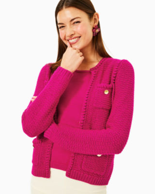 Lilly Pulitzer Kenton Cardigan In Mystique Pink Metallic
