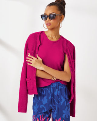 Lilly Pulitzer Kenton Cardigan In Mystique Pink Metallic