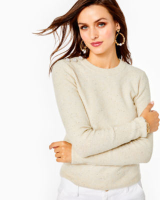 Morgen Sequin Sweater - Coconut Metallic | Lilly Pulitzer