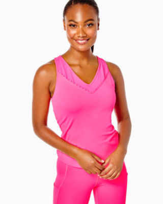 Pink a Lilly Pulitzer signature store - The Sucre Ruffle Sports bra is  perfect for pairing with your favorite printed or solid leggings! PLUS, It  features UPF 50+ protection keeping you safe