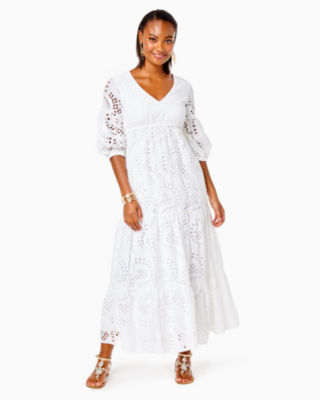 white eyelet womens dress