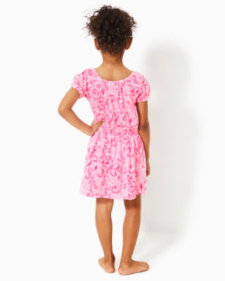 Girls Wyndmoor Dress, Conch Shell Pink Flamingle Garden, large image null - Lilly Pulitzer