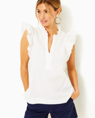 Klaudie Ruffle Sleeve Top, , large  - Lilly Pulitzer