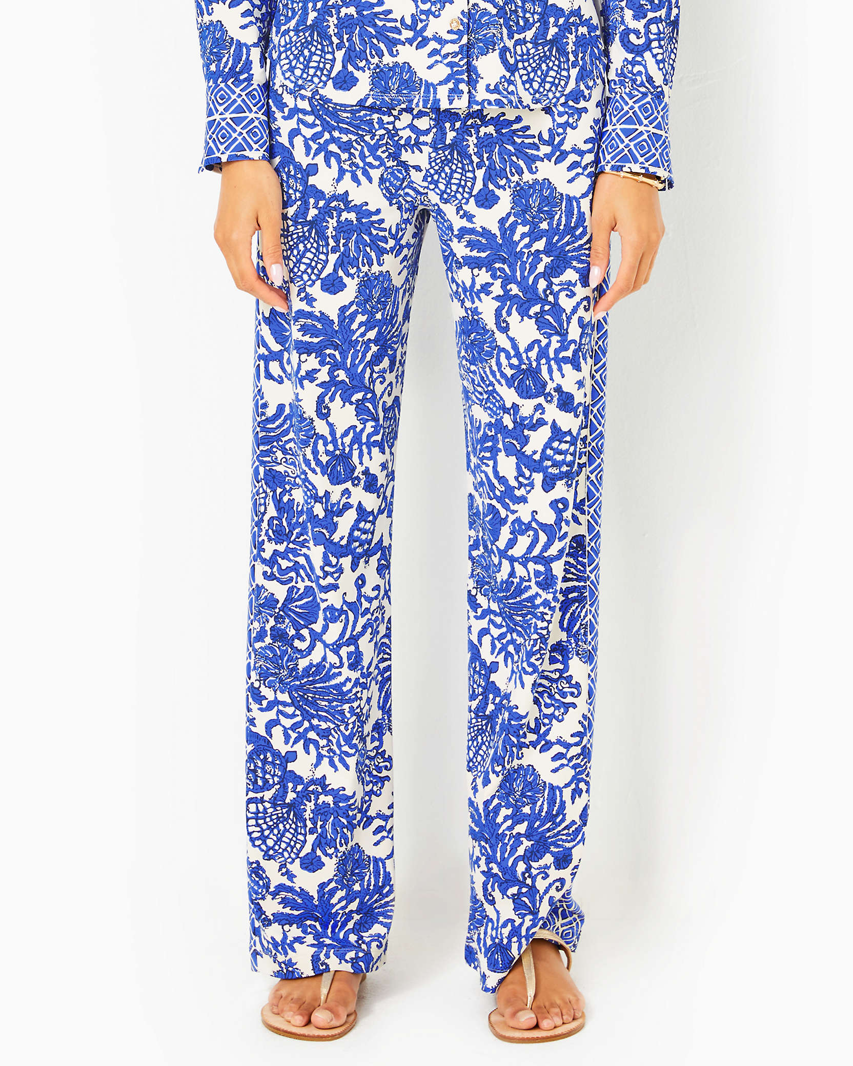 Shop Lilly Pulitzer Upf 50+ 32" Grenada Knit Pant In Deeper Coconut Ride With Me Engineered Chillylilly