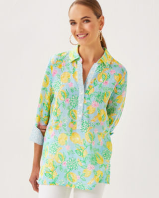 Riverlyn Pieced Print Tunic, Bluette Make Lemonade, large image 2