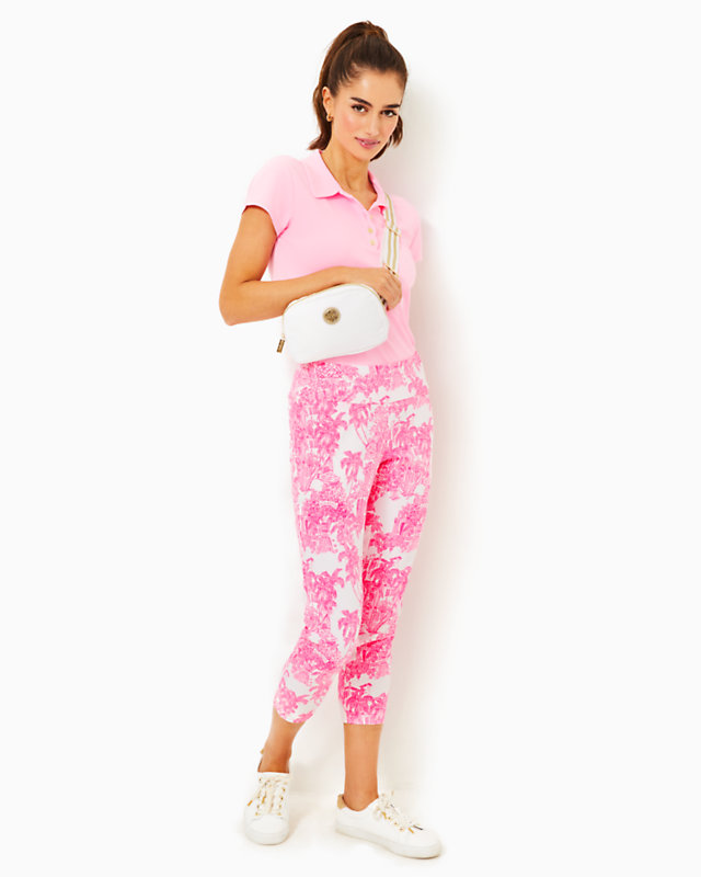 UPF 50+ Luxletic 25" Corso Crop Pant, Resort White Pb Anniversary Toile Golf, large - Lilly Pulitzer