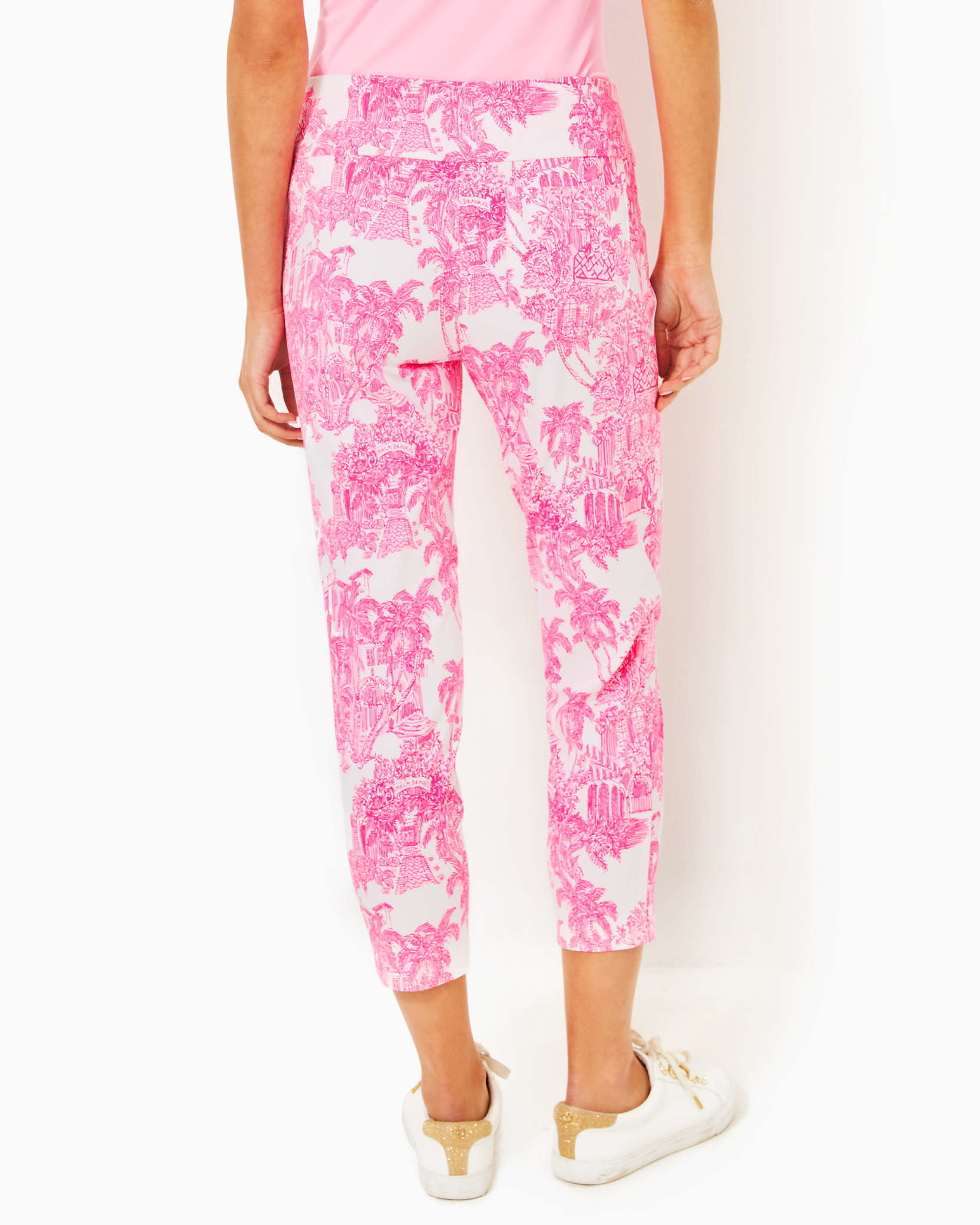 Shop Lilly Pulitzer Upf 50+ Luxletic 25" Corso Crop Pant In Resort White Pb Anniversary Toile Golf