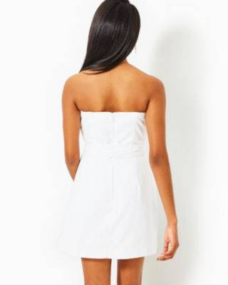 Kylo Strapless Skirted Romper, Resort White, large image undefined