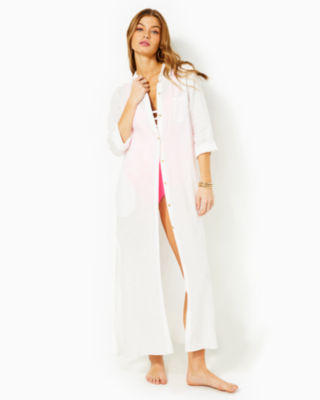 Lilly Pulitzer Natalie Linen Maxi Cover-up In Resort White