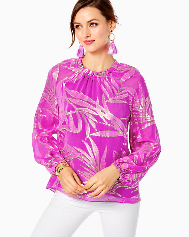 Caline Silk Top, , large - Lilly Pulitzer