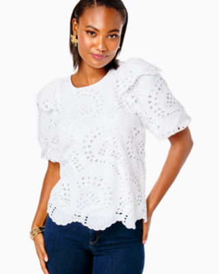 Aleena Eyelet Top, , large - Lilly Pulitzer