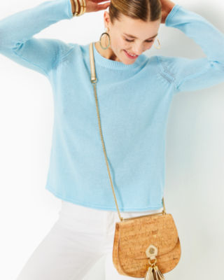 Shop Lilly Pulitzer Kellyn Cotton Sweater In Hydra Blue