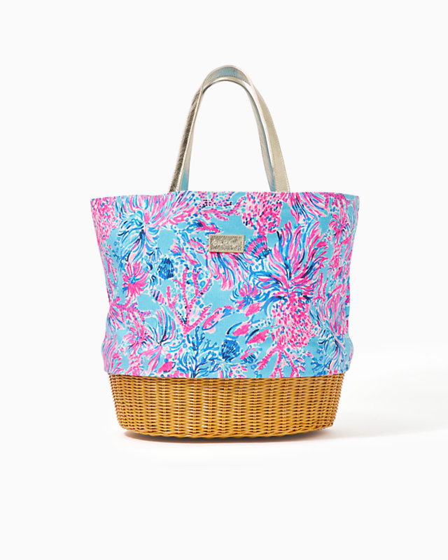 Wicker & Canvas Tote, , large - Lilly Pulitzer