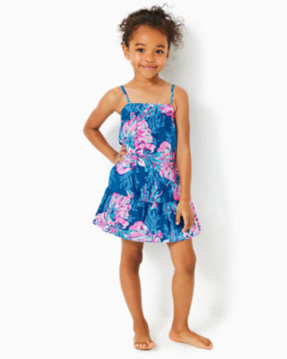 Girls Mini Alessia Dress, Multi For The Fans, large - Lilly Pulitzer