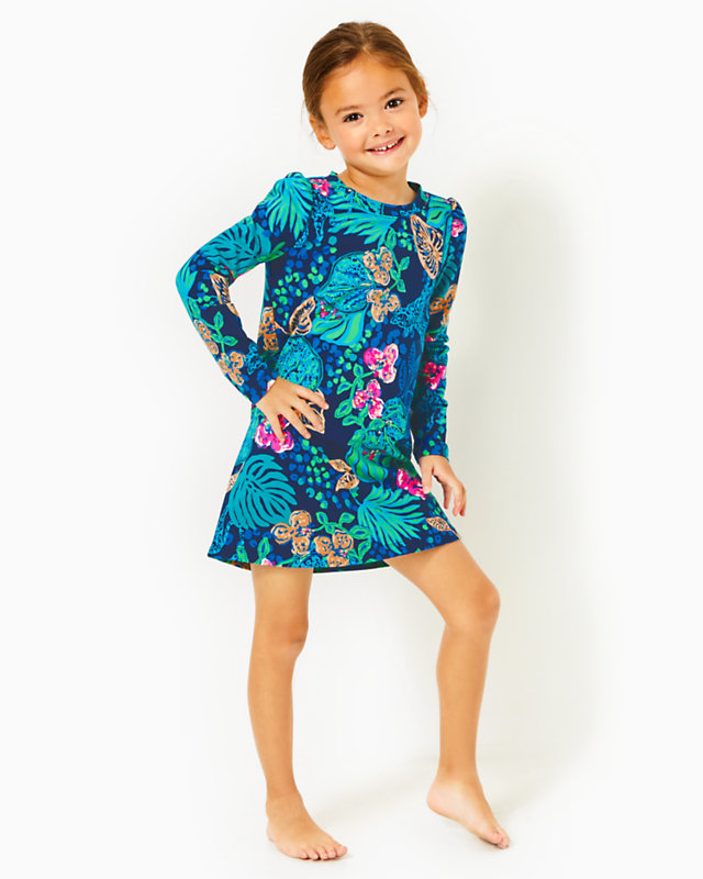 Girls Mini Jansen Dress, Low Tide Navy Life Of The Party, large - Lilly Pulitzer