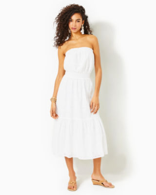 Strapless eyelet shop dress