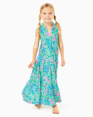 Lilly Pulitzer Girls Mini Malone Maxi Dress In Soleil Pink Good Hare Day