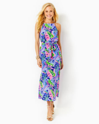 Joannah Silk Midi Dress, , large - Lilly Pulitzer