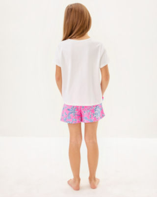 Girls Mini Rally Tee, Multi Cool As Shell Embroidery Childrens, large image 1