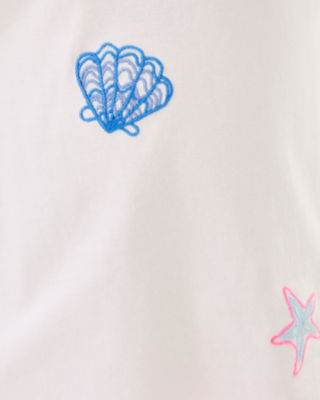 Girls Mini Rally Tee, Multi Cool As Shell Embroidery Childrens, large image 2
